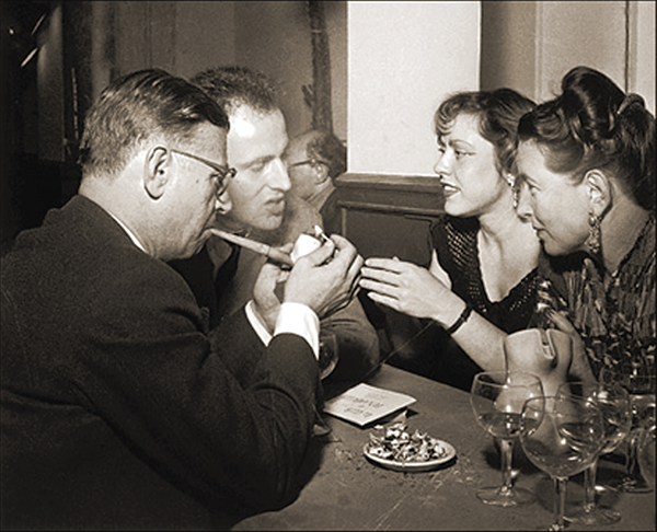 سارتر ودي بوفوار، وبوريس فيان مع زوجته ميشال ليغليز-فيان